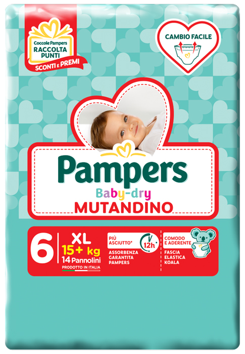 PAMPERS BABY DRY MUTANDINA XL 6 SMALL PACK 14 PEZZI - Angeli Pharm