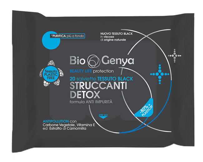BIOGENYA BEAUTY LIFE PROTECTION 20 SALVIETTE TESSUTO BLACK STRUCCANTI DETOX - Angeli Pharm