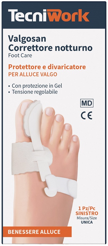 CORRETTORE NOTTURNO PER ALLUCE VALGO SINISTRO MISURA UNICA VALGOSAN 1 PEZZO - Angeli Pharm