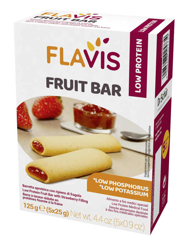 FLAVIS FRUIT BAR BARRETTA APROTEICA CON RIPIENO DI FRAGOLA 5 PEZZI DA 25 G - Angeli Pharm