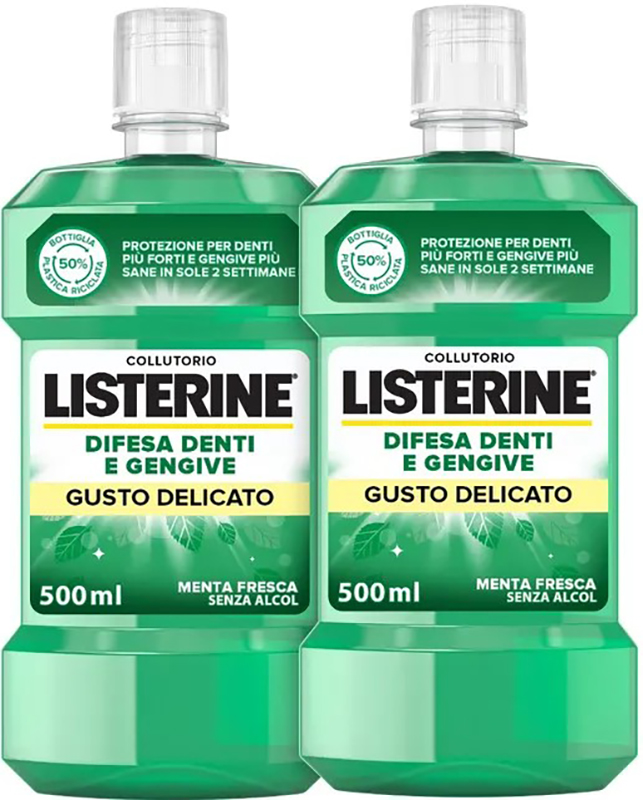 LISTERINE DENTI & GENGIVE GUSTO DELICATO 2 X 500 ML - Angeli Pharm