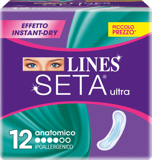 LINES SETA ULTRA ASSORBENTI ANATOMICI 12 PEZZI - Angeli Pharm