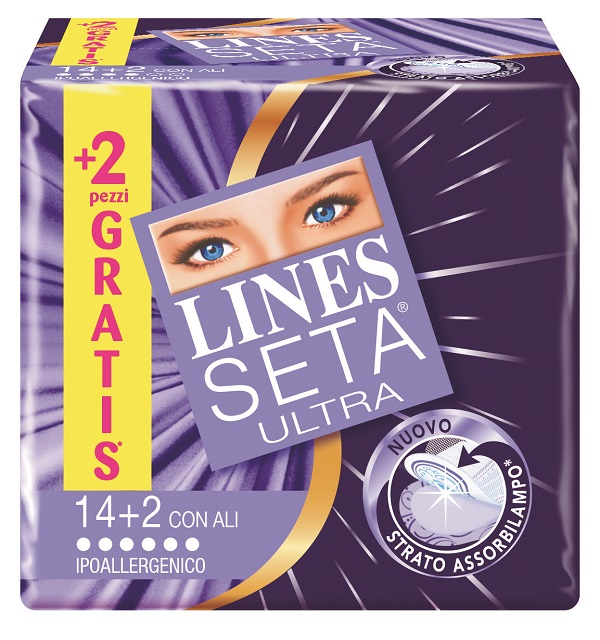 ASSORBENTE LINES SETA ULTRA CON ALI 16 PEZZI - Angeli Pharm