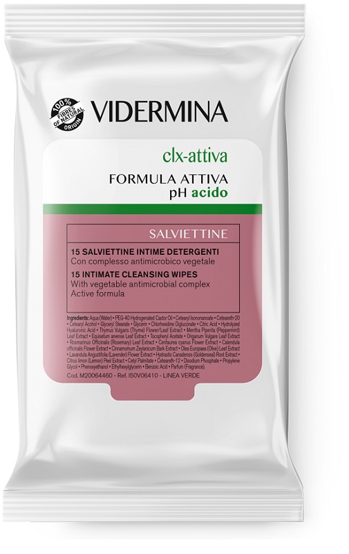 VIDERMINA CLX ATTIVA 15 SALVIETTE INTIME DETERGENTI - Angeli Pharm