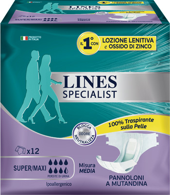 LINES SPECIALIST PANNOLONE A MUTANDA MEDIA 12 PEZZI - Angeli Pharm