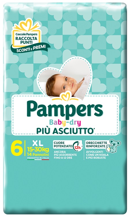 PAMPERS BABY DRY DWCT XL 14 PEZZI - Angeli Pharm