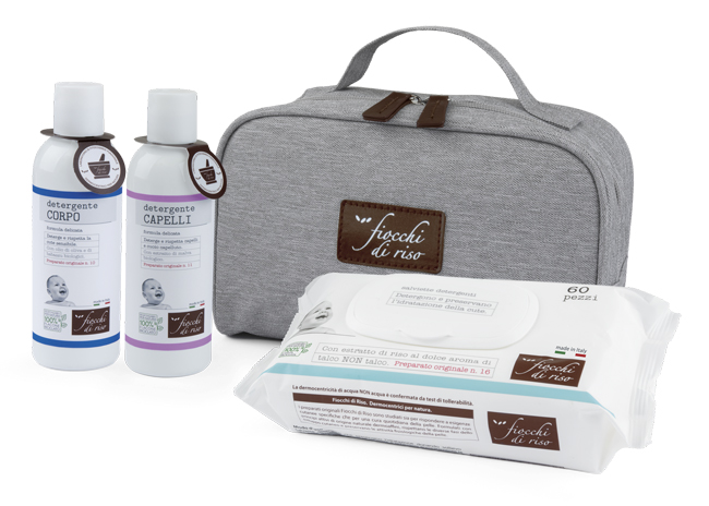 FIOCCHI DI RISO COFANETTO BAGNETTO 1 DETERGENTE CORPO 200 ML + 1 DETERGENTE CAPELLI 200 ML + SALVIETE ACQUA NON ACQUA 60 PEZZI + BEAUTY - Angeli Pharm