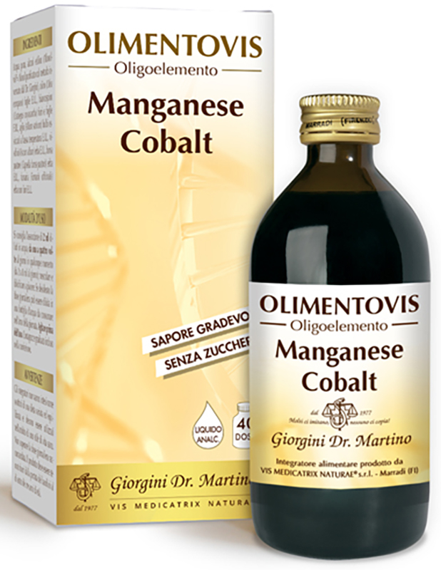 OLIMENTOVIS OLIGOELEMENTO MANGANESE COBALT LIQUIDO ANALCOLICO SENZA ZUCCHERI 200 ML 40 DOSI - Angeli Pharm