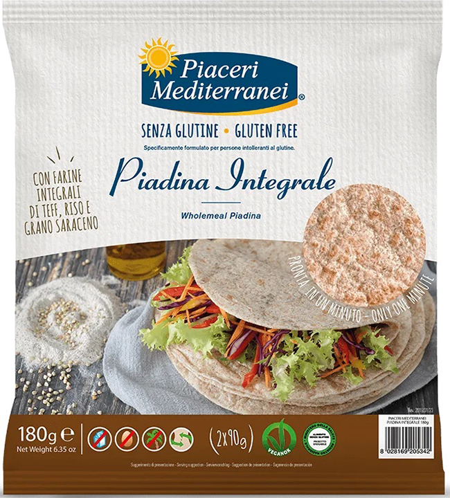 PIACERI MEDIT PIADINA INTEGRALE 180 G - Angeli Pharm