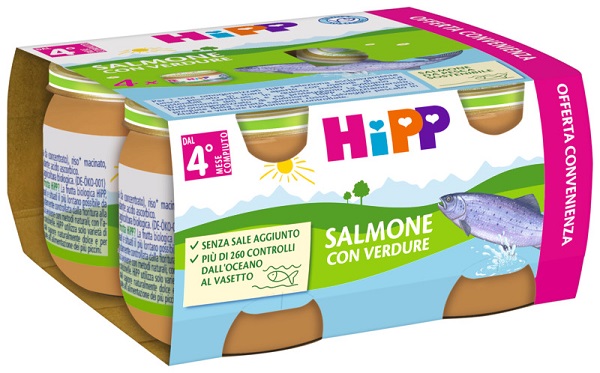 HIPP OMOGENEIZZATO SALMONE/VERDURE 4X80 G - Angeli Pharm