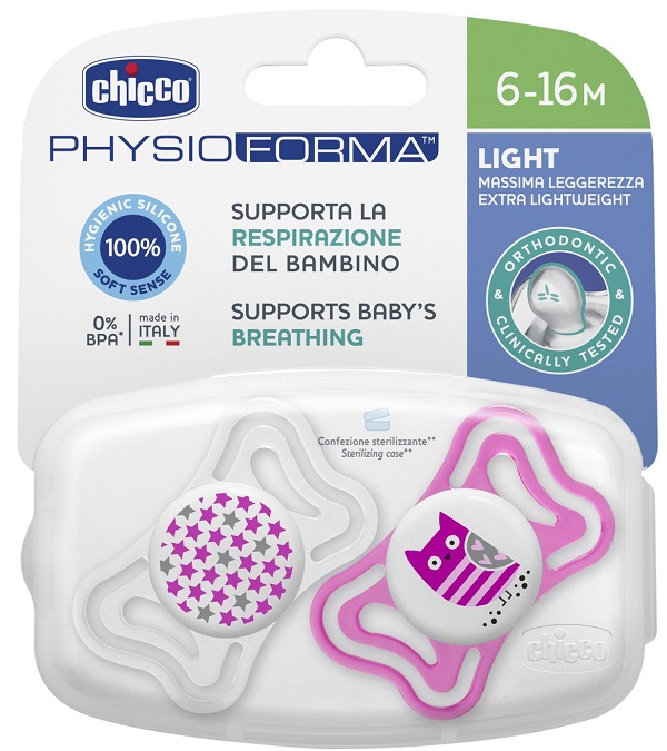 CHICCO SUCCHIETTO LIGHT GIRL SILICONE 6-16 MESI 2 PEZZI - Angeli Pharm