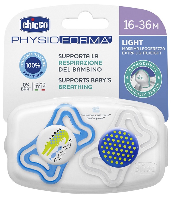 CHICCO SUCCHIETTO LIGHT BOY SILICONE 16-36 MESI 2 PEZZI - Angeli Pharm