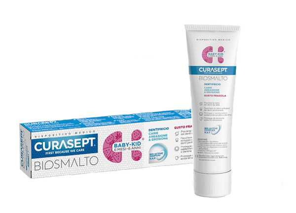 CURASEPT BIOSMALTO DENTIFRICIO BABY KID FRAGOLA CARIE ABRASIONE & EROSIONE 50 ML - Angeli Pharm