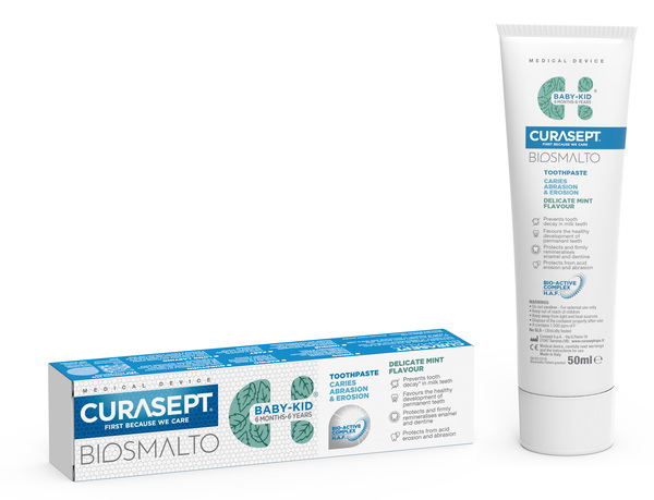 CURASEPT BIOSMALTO DENTIFRICIO BABY KID MENTA CARIE ABRASIONE & EROSIONE 50 ML - Angeli Pharm