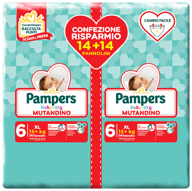 PAMPERS BABY DRY PANNOLINO A MUTANDINA DUO DOWNCOUNT XL 28 PEZZI - Angeli Pharm