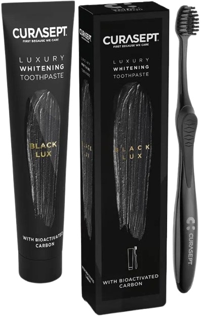 CURASEPT BLACK LUXURY WHITENING DENTIFRICIO 75 ML + SPAZZOLINO - Angeli Pharm