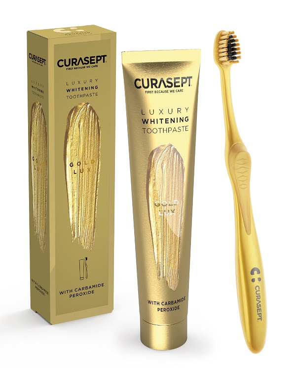 CURASEPT GOLD LUXURY WHITENING DENTIFRICIO 75 ML + SPAZZOLINO - Angeli Pharm