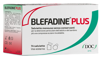 BLEFADINE PLUS 14 SALVIETTE PER DETERSIONE PERIOCULARE + 1 COMPRESSA RISCALDABILE - Angeli Pharm