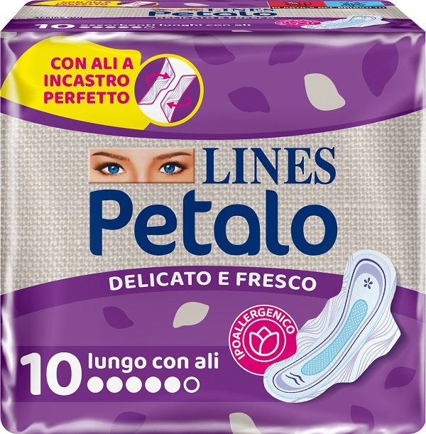 LINES PETALO BLU ASSORBENTE LUNGO CON ALI 10 PEZZI - Angeli Pharm
