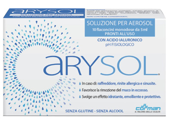 ARYSOL SOLUZIONE ADULTI PER AEROSOL CON ACIDO IALURONICO PH FISIOLOGICO 10 FLACONCINI MONODOSE DA 5 ML - Angeli Pharm