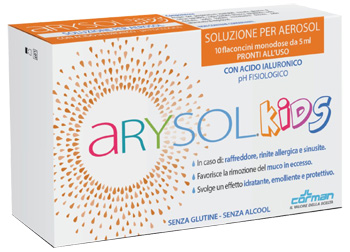 ARYSOL KIDS SOLUZIONE BAMBINI PER AEROSOL CON ACIDO IALURONICO PH FISIOLOGICO 10 FLACONCINI MONODOSE DA 5 ML - Angeli Pharm