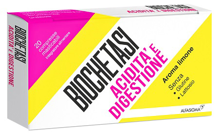 BIOCHETASI ACIDITA' E DIGESTIONE 20 COMPRESSE MASTICABILI AROMA LIMONE - Angeli Pharm
