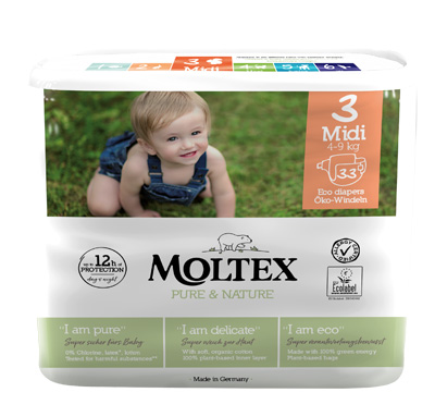 PANNOLINI MOLTEX PURE & NATURE MIDI 4-9 KG TAGLIA 3 33 PEZZI - Angeli Pharm