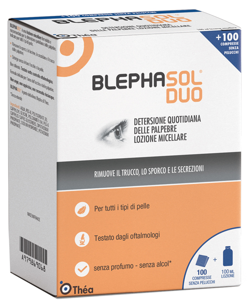 BLEPHASOL DUO SOLUZIONE MICELLARE IGIENE PALPEBRALE 100 ML + 100 GARZE - Angeli Pharm