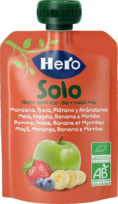 HERO SOLO FRUTTA FRULLATA 100% BIO MELA BANANA FRAGOLA 100 G - Angeli Pharm