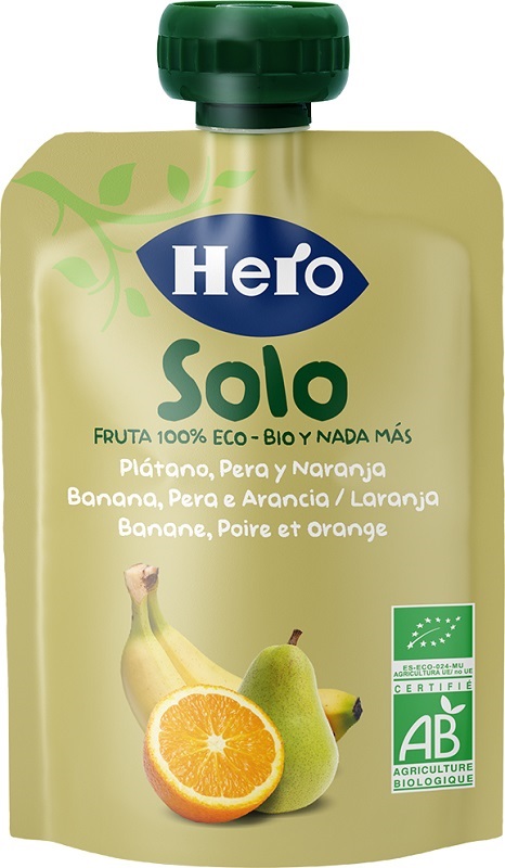 HERO SOLO FRUTTA FRULLATA 100% BIO BANANA PERA ARANCIA 100 G - Angeli Pharm