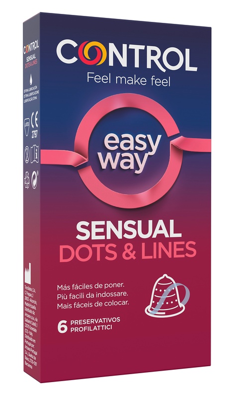 PROFILATTICO CONTROL SENSUAL DOTS&LINES EASY WAY 6 PEZZI - Angeli Pharm