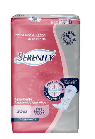 SERENITY ASSORBENTE ANATOMICO CON ALOE FLEXIT MINI 20 PEZZI - Angeli Pharm