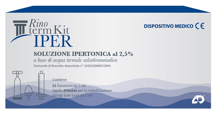 RINOTERM KIT IPER 15 FLACONCINI DA 5 ML + UGELLO RINUBES PER NEBULIZZAZIONE + SIRINGA LUER LOCK DA 5 ML - Angeli Pharm