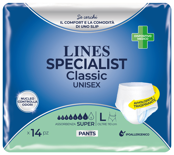 PANNOLONE A MUTANDA LINES SPECIALIST CLASSIC PANTS SUPER L 14 PEZZI - Angeli Pharm