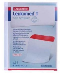 LEUKOMED T PLUS SKIN SENSITIVE MEDICAZIONE POST-OPERATORIA TRASPARENTE MPERMEABILE CON MASSA ADESIVA AL SILICONE 8X10CM 5 PEZZI - Angeli Pharm