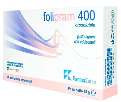 FOLIPRAM 400 60 COMPRESSE OROSOLUBILI GUSTO AGRUMI - Angeli Pharm