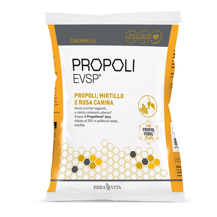 PROPOLI EVSP CARAMELLE PROPOLI MIRTILLO ROSA CANINA 65 G - Angeli Pharm