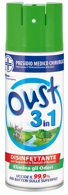 OUST 3 IN 1 DISINFETTANTE PER SUPERFICI E TESSUTI D'ARREDO 400 ML - Angeli Pharm