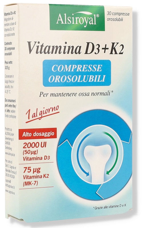 ALSIROYAL VITAMINA D3+K2 30 COMPRESSE OROSOLUBILI - Angeli Pharm