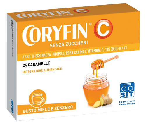CORYFIN C SENZA ZUCCHERO MIELE ZENZERO 24 CARAMELLE - Angeli Pharm
