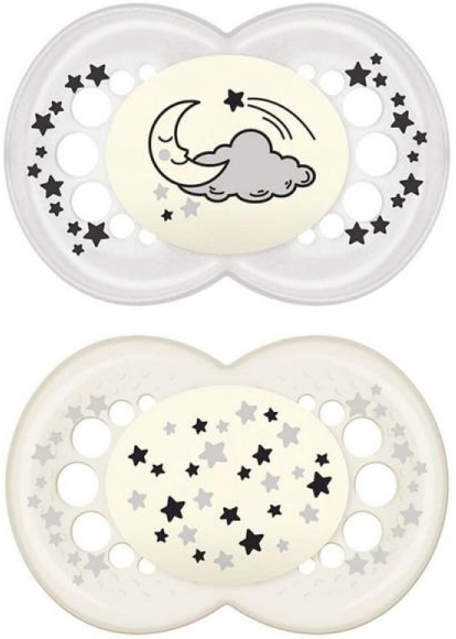 MAM SUCCHIETTO ORIGINAL NIGHT 6+ MESI SILICONE NEUTRO 2 PEZZI - Angeli Pharm