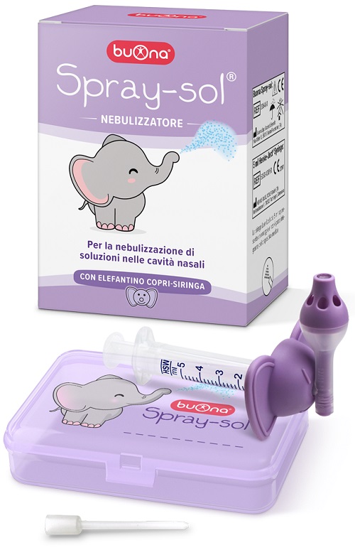 BUONA SPRAY-SOL NEBULIZZATORE SPRAY SOL + AGO CANNULA + SIRINGA LUER LOCK DA 5 ML + ELEFANTINO COPRI-SIRINGA + CONTENITORE - Angeli Pharm