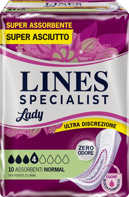 ASSORBENTI PER INCONTINENZA LINES SPECIALIST LADY NORMAL 10 PEZZI - Angeli Pharm