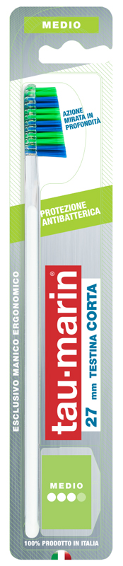 TAUMARIN PROFESSIONAL SPAZZOLINO 27 MEDIO TESTINA CORTA PROTEZIONE ANTIBATTERICA - Angeli Pharm