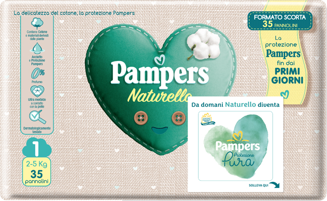 PANNOLINI PAMPERS PROTEZIONE PURA NATURELLO NEWBORN 35 PEZZI - Angeli Pharm