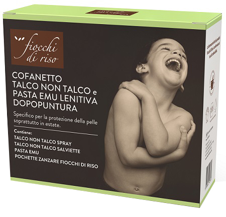 FIOCCHI DI RISO COFANETTO ZANZARE TALCO + PASTA EMU + TALCO NON TALCO SALVIETTE - Angeli Pharm