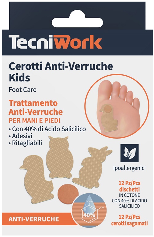CEROTTO ANTI VERRUCHE BIMBI 12 PEZZI + 12 FIXING ANIMIALI TERRA COLORE BEIGE - Angeli Pharm