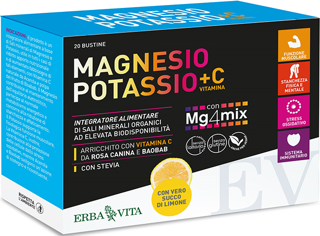 MAGNESIO POTASSIO +C VITAMINA GUSTO LIMONE 20 BUSTINE DA 3,8 G - Angeli Pharm
