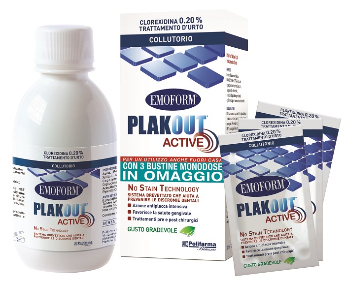 EMOFORM PLAK OUT ACTIVE 0,20% 200 ML + 3 BUSTE - Angeli Pharm