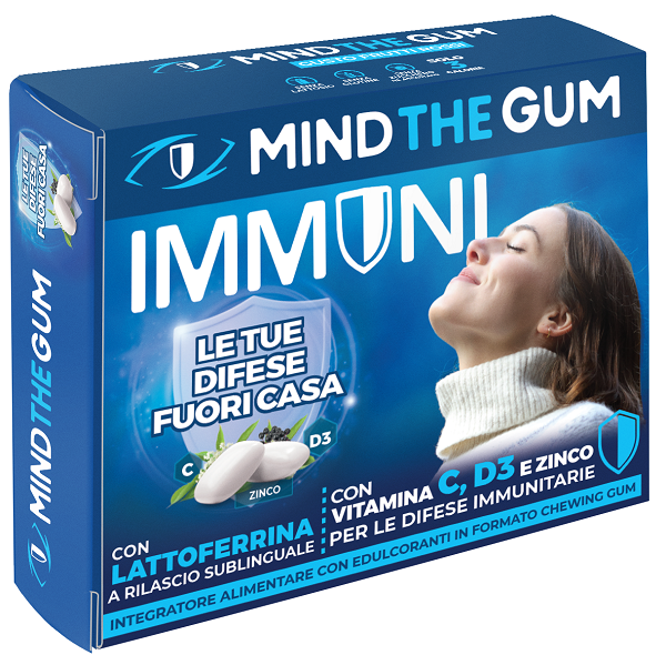 MIND THE GUM IMMUNI CON LATTOFERRINA 18 GOMME CONFETTATE SENZA ZUCCHERO - Angeli Pharm
